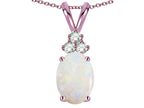 Star K Oval 8x6mm Genuine Opal Rabbit Ear Pendant Necklace