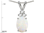 Star K Oval 8x6mm Genuine Opal Rabbit Ear Pendant Necklace