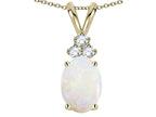 Star K Oval 8x6mm Genuine Opal Rabbit Ear Pendant Necklace