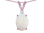 Star K Oval 8x6mm Genuine Opal Rabbit Ear Pendant Necklace