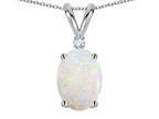 Star K Oval 8x6mm Genuine Opal Rabbit Ear Pendant Necklace