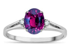 Star K ™ Oval 8x6 Genuine Rhodolite Split Shank Three Stone Engagement Promise Ring
