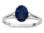 Star K  Oval 8x6 Genuine Sapphire Split Shank Three Stone Engagement Promise Ring