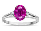 Star K  Oval 8x6 Simulated Pink Tourmaline Split Shank Three Stone Engagement Promise Ring
