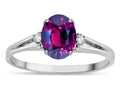 Star K  Oval 8x6 Genuine Rhodolite Split Shank Three Stone Engagement Promise Ring