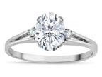 Star K  Oval 8x6 Genuine White Topaz Split Shank Three Stone Engagement Promise Ring