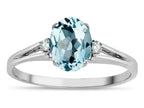 Star K  Oval 8x6 Genuine Sky Blue Topaz Split Shank Three Stone Engagement Promise Ring