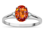 Star K ™ Oval 8x6 Simulated Orange Mexican Fire Opal Split Shank Three Stone Engagement Promise Ring