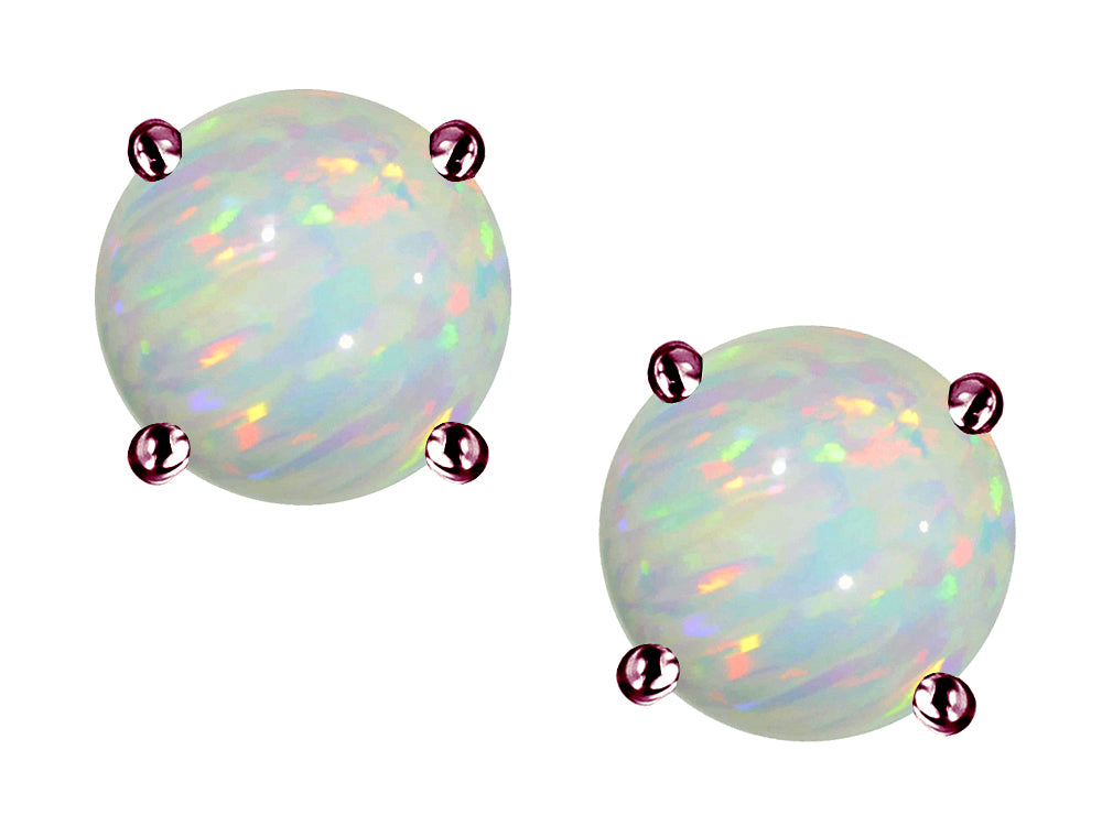 Star K 7mm Round Genuine Opal Classic Screw Back Stud Earrings