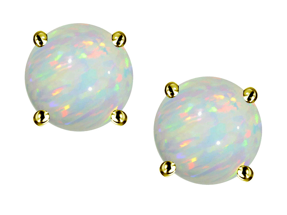 Star K 7mm Round Genuine Opal Classic Screw Back Stud Earrings