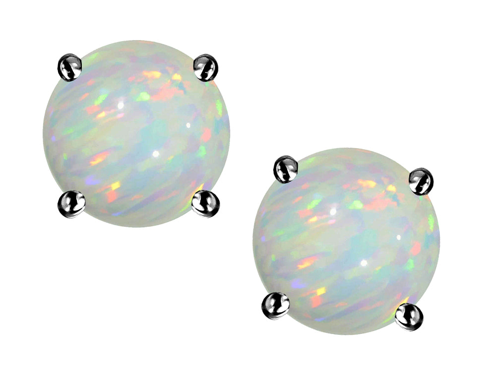 Star K™ 7mm Round Genuine Opal Classic Screw Back Stud Earrings