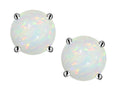 Star K Classic Round 7mm Genuine Opal Four Prong  Stud Earrings