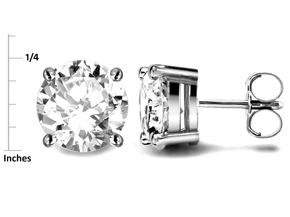 Star K Classic Round  7mm Genuine Opal  Four Prong  Stud Earrings