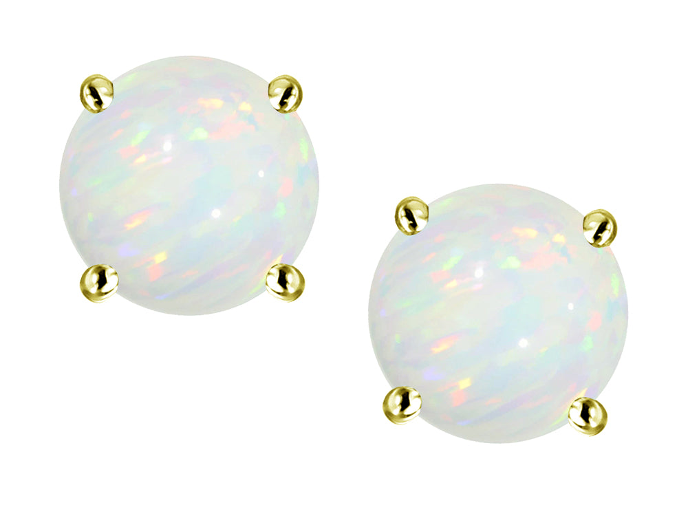 Star K Classic Round  6mm Genuine Opal  Four Prong Stud Earrings