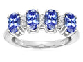 Star K Oval 5x3 Genuine Tanzanite 4 Four Stone Band Ring