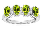 Star K Oval 5x3 Genuine Peridot 4 Four Stone Band Ring