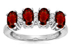 Star K Oval 5x3 Genuine Garnet 4 Four Stone Band Ring