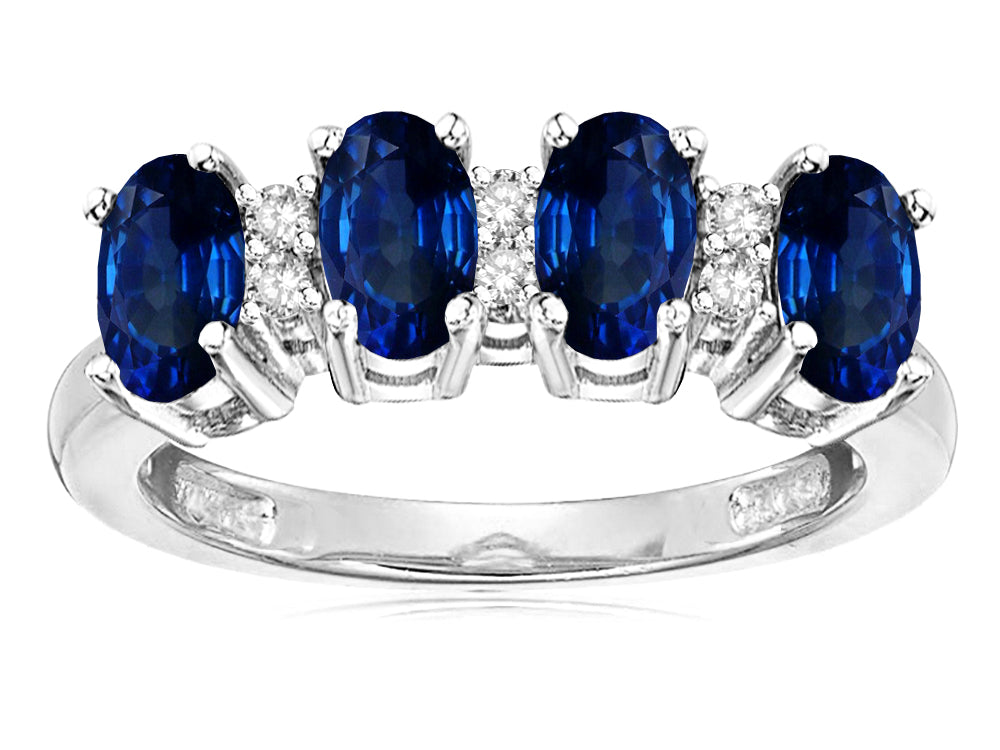 Star K Oval 5x3 Created Sapphire 4 Four Stone Band Ring