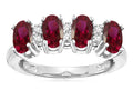 Star K Oval 5x3 Created Ruby 4 Four Stone Band Ring