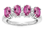 Star K Oval 5x3 Created Pink Sapphire 4 Four Stone Band Ring
