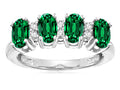 Star K Oval 5x3 Simulated Emerald 4 Four Stone Band Ring