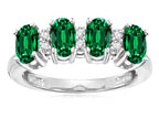 Star K Oval 5x3 Simulated Emerald 4 Four Stone Band Ring