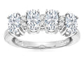 Star K Oval 5x3 Genuine White Topaz 4 Four Stone Band Ring