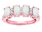 Star K™ Oval 5x3 Genuine Opal 4 Four Stone Band Ring