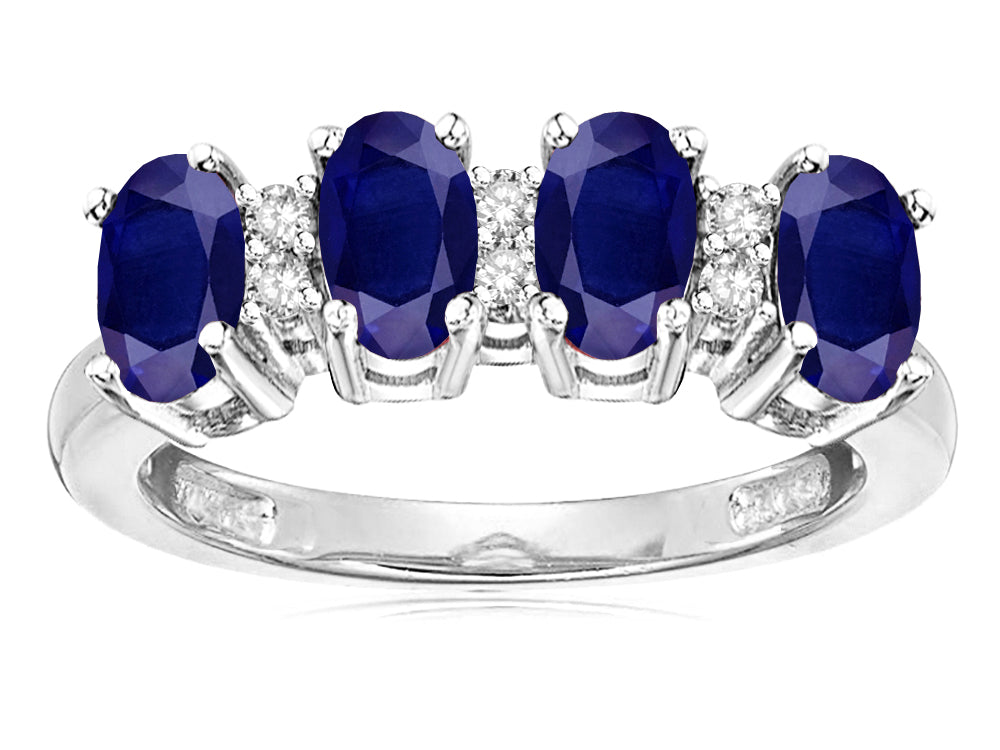 Star K Oval 5x3 Genuine Sapphire 4 Four Stone Band Ring