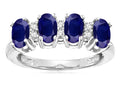 Star K Oval 5x3 Genuine Sapphire 4 Four Stone Band Ring