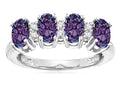 Star K Oval 5x3 Simulated Alexandrite 4 Four Stone Band Ring