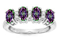 Star K Oval 5x3 Rainbow Mystic Topaz 4 Four Stone Band Ring