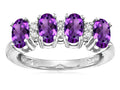 Star K Genuine Amethyst Oval 5x3 4 Four Stone Band Ring