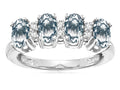 Star K Genuine Aquamarine Oval 5x3 4 Four Stone Band Ring