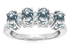 Star K Genuine Aquamarine Oval 5x3 4 Four Stone Band Ring