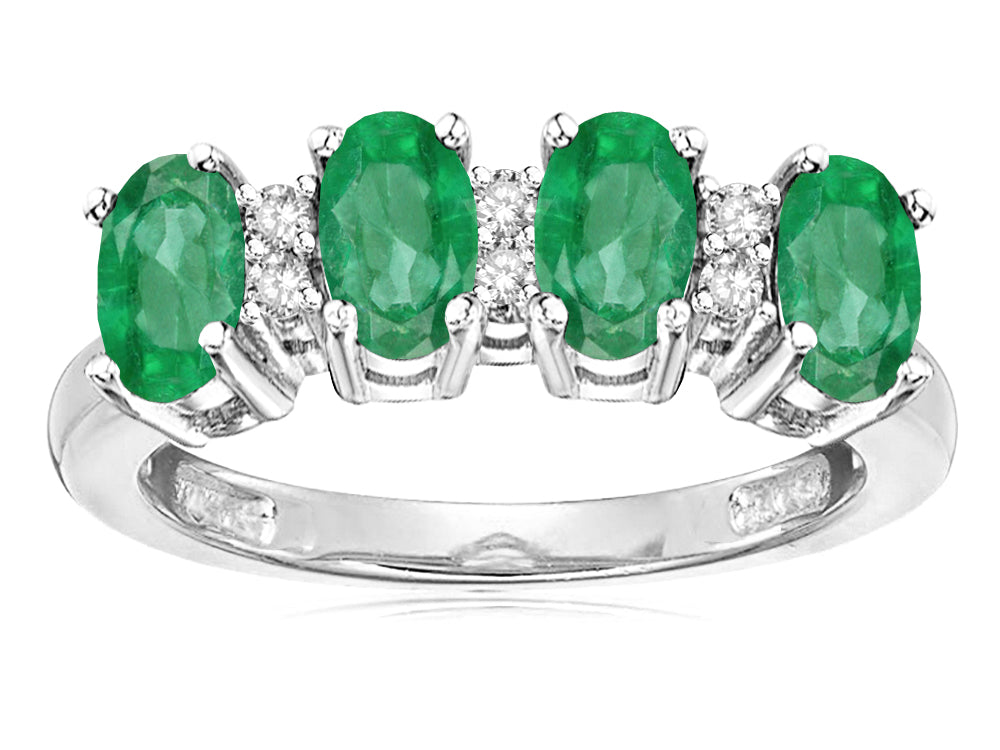 Star K Genuine Emerald Oval 5x3 4 Four Stone Band Ring