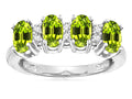 Star K Genuine Peridot Oval 5x3 4 Four Stone Band Ring