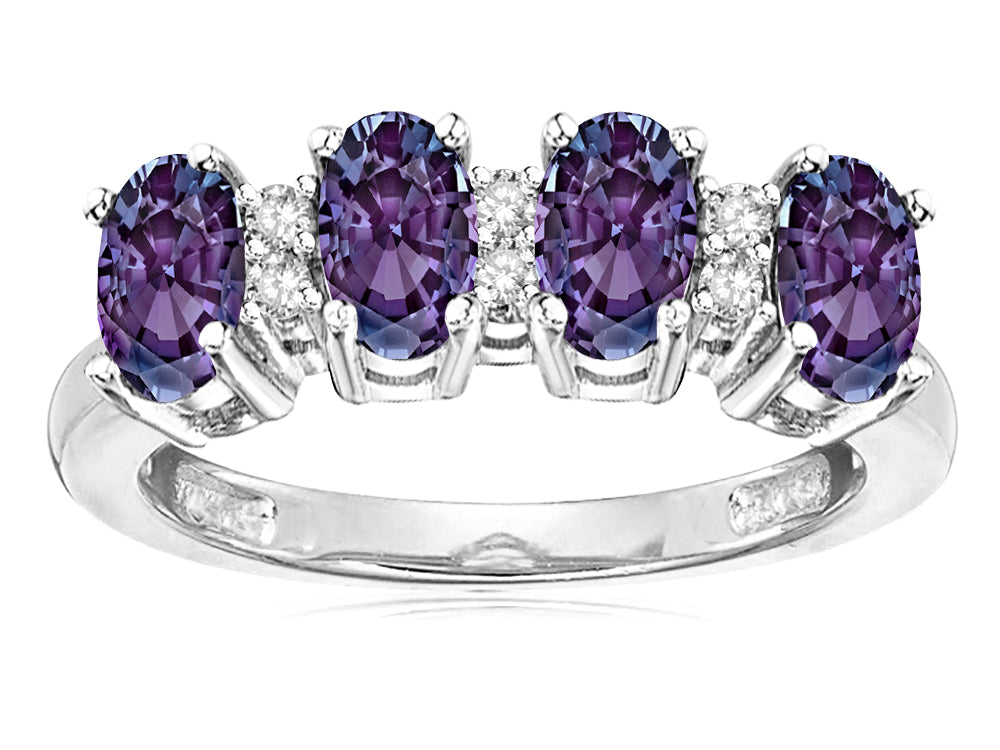 Star K Simulated Alexandrite Oval 5x3 4 Four Stone Band Ring