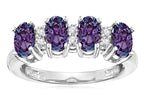 Star K Simulated Alexandrite Oval 5x3 4 Four Stone Band Ring