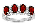 Star K Genuine Garnet Oval 5x3 4 Four Stone Band Ring