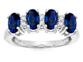 Star K Created Sapphire Oval 5x3 4 Four Stone Band Ring