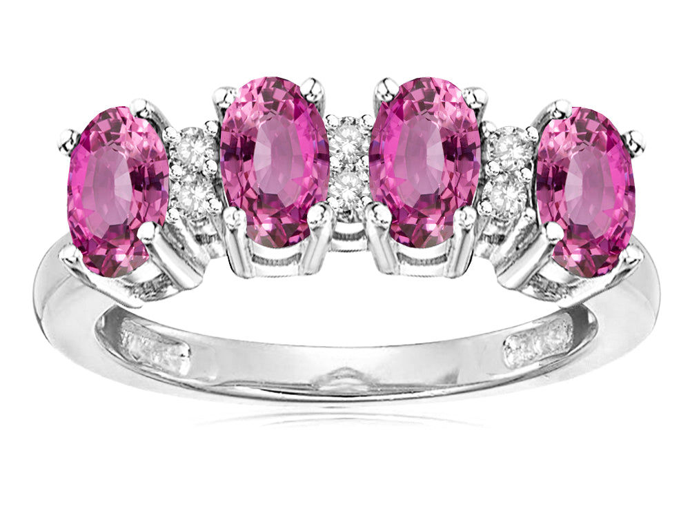 Star K Simulated Pink Tourmaline Oval 5x3 4 Four Stone Band Ring