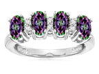 Star K Rainbow Mystic Topaz Oval 5x3 4 Four Stone Band Ring