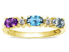 Star K  Custom Personalized  Three 5x3mm Oval Birthstones Band Mothers Wedding Promise Ring