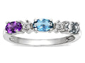 Star K  Custom Personalized  Three 5x3mm Oval Birthstones Band Mothers Wedding Promise Ring