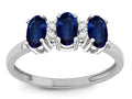 Star K Genuine Sapphire 3 Three Oval Stones Promise Ring Wedding Band