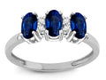 Star K Created Sapphire 3 Three Oval Stones Promise Ring Wedding Band