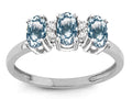Star K Simulated Aquamarine 3 Three Oval Stones Promise Ring Wedding Band