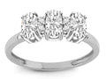 Star K Genuine White Topaz 3 Three Oval Stones Promise Ring Wedding Band