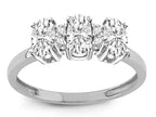 Star K Genuine White Topaz 3 Three Oval Stones Promise Ring Wedding Band